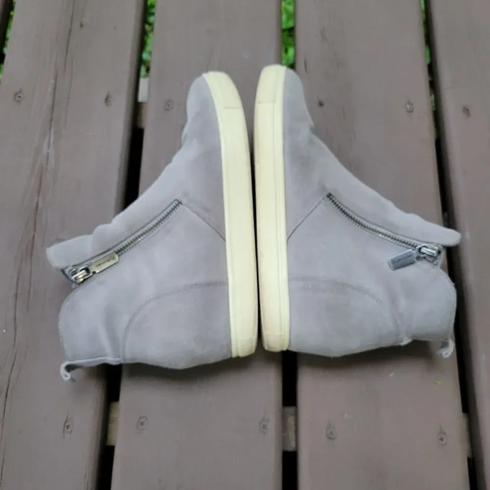 Blondo Giselle Waterproof Gray‎ Suede Leather High Top Side Zip Sneakers 7.5